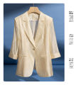 Women's Light Blue Acetate Suit Jacket Summer Style Lightweight Single Button Casual Top. 