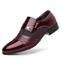 Men's Slip On Business Shoes Glossy Pointed Toe Uniform Modern Office Shoes Suitable for Office Evening Party. 