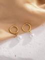 1 Pair Stainless Steel Waterproof And Non-Fading Stylish Women's Water Droplet Pearl Hoop Earrings, Suitable For Women's Daily. 