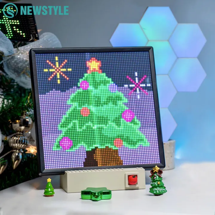 LED Pixel Art Display Screen 64x64 LED Digital Clock With Night Light ...