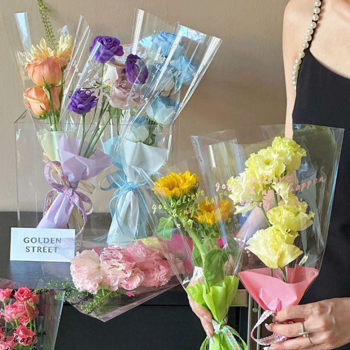 10pcs%20Single%20Rose%20Sleeves%20Flower%20Wrapping%20Bag%20Bouquet%20Packaging%20Bags%20Clear%20Cellophane%20Floral%20Wrappers%20For%20Valentine's%20Day%20-%20Image%202