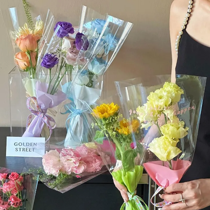 10pcs%20Single%20Rose%20Sleeves%20Flower%20Wrapping%20Bag%20Bouquet%20Packaging%20Bags%20Clear%20Cellophane%20Floral%20Wrappers%20For%20Valentine's%20Day%20-%20Image%202