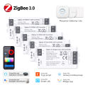 Zigbee 3.0 RGB CCT RGBW LED Strip Light Controller Dimmable Voice Control Work With Tuya Gateway Alexa  SmartThings Bridge. 