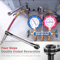 Two-way Ratchet Refrigeration Valve Wrench Professional Air Conditioning Refrigeration Tool 1/4 3/8 3/16 5/16 Inch. 