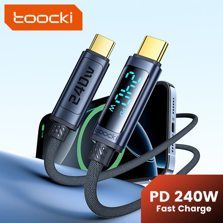 Toocki 240W USB C To USB C Cable PD 3.1 Fast Charging LED Display Type C Data Cable For Macbook iPhone 16 15 Pro Max S24