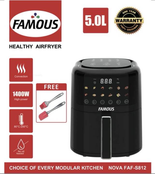 Famous Air Fryer With Led Display Touch Control-5 Litre Free Spatula And Gloves