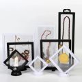 10PCS Jewelry Storage Box 3D Packaging Case Gemstone Floating Frame Membrane Ring Coin Display Case Necklace Display Holder.