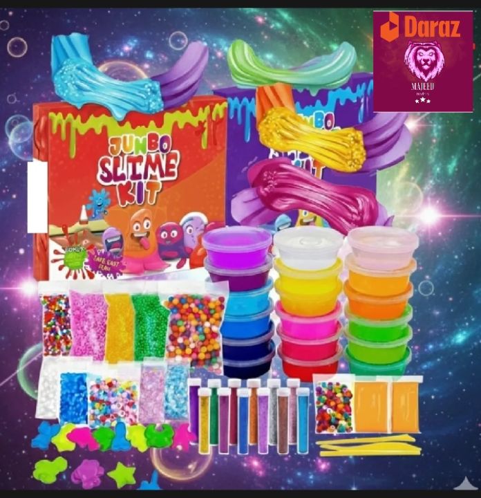 Jumbo Slime Activity Kit – 24 Slime Cups + 12 Glitter Bottles + 10 Orbeez Animals & 500 Orbeez Balls + 3 Clay Mitti Pieces + 10 Ice-Cream Sticks + 50 Water Balloons + 3 Foam Clay | China Matti DIY Craft & Sensory Play Set for Kids (Box Not Included) 4)