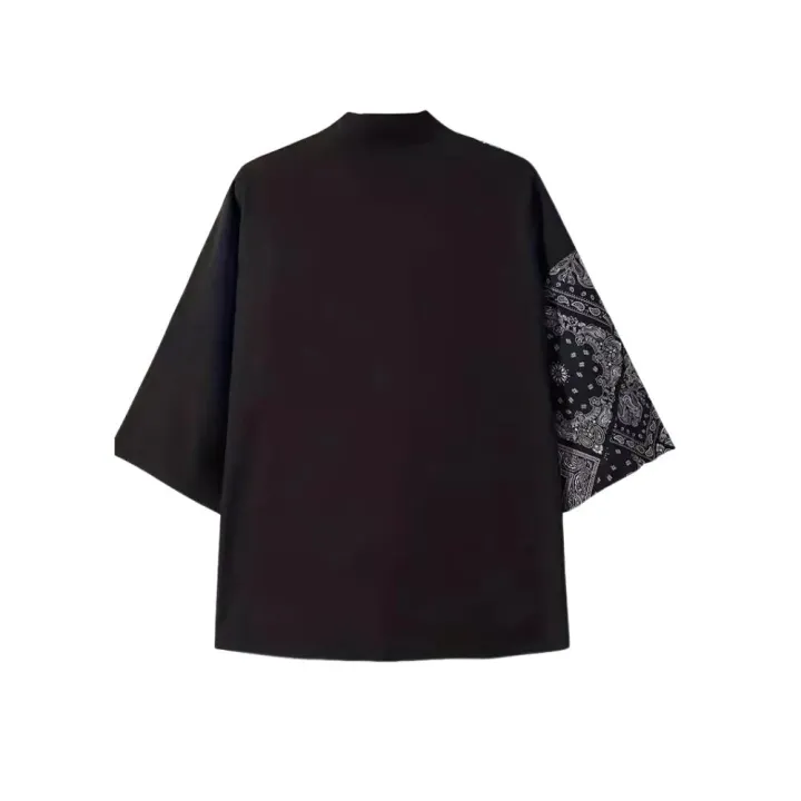 Men's%20Harajuku%20Japanese%20Patchwork%20Paisley%20Print%20Kimono%20Cardigan%20Traditional%203/4%20Sleeves%20Haori%20Yukata%20Cosplay%20Clothing%20for%20Summer%20-%20Image%202