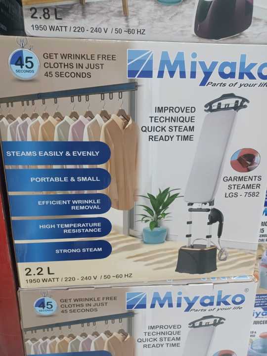 Miyako 2.2 Ltr Garments Steammer LGS 7582/ 1950 Watt/220-240V /50~60 HZ