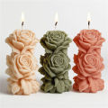 3D Rose Pillar Candle Silicone Mold DIY Geometric Flower Column Scented Candle Plaster Ornament Mold Handmade Wedding Decor.