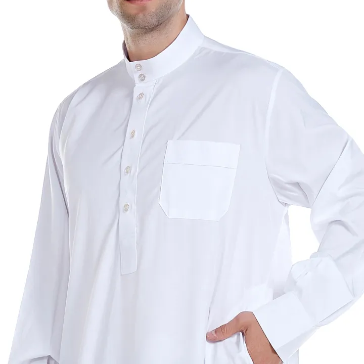 TH815%20Men's%20Muslim%20Islamic%20Men%20Long%20Sleeves%20Pure%20Color%20Button%20Robe%20%20Ramadan%20Eid%20Jubba%20Thobe%20-%20Image%205