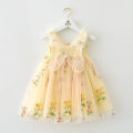Kids Princess Dress Mesh Sling Bridesmaid Dress Puff Skirt with 3D Wings Fairy Stylish Gown. 