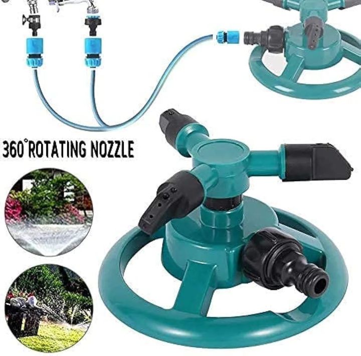 Automatic Lawn Water Sprinkler 360 Degree 3- Arm Rotating Sprinkler System