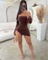 Women Strapless Backless Mini Dress For Women Black Off-shoulder Long Sleeve Bodycon Club Party Dress Clothes.