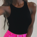 Yoga Vest Women Gym Sports Black White Crop Tops Seamless Streetwear Knit Workout BreathableTank Top Female Without Pads. 