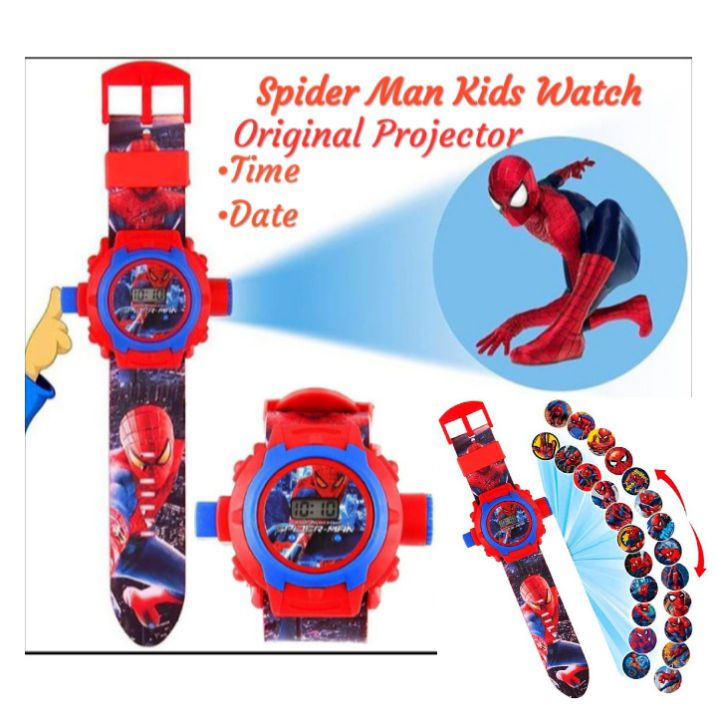 Unbranded%20Plastic%20Summer%20Watch%20for%20Boys%20-%20Spider%20Man%20Projector%20Flashlight%20Style%20-%20Red/Blue%20-%20Image%202