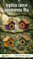 CitiBird Premium Natural Coir Bird Nest House – Eco-Friendly Hanging Hut for Finches, Budgies & Lovebirds (Purple & Golden). 
