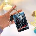 Weak Hero Class 1 Classic Vintage 1Pc PU Leather Card Holder Keychain Key Ring Door Lock Access Tags ID Card Case Keychain Card. 