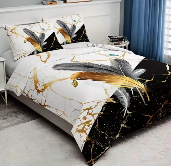 Black and white bed sheet with 2 pillow cases no duvet