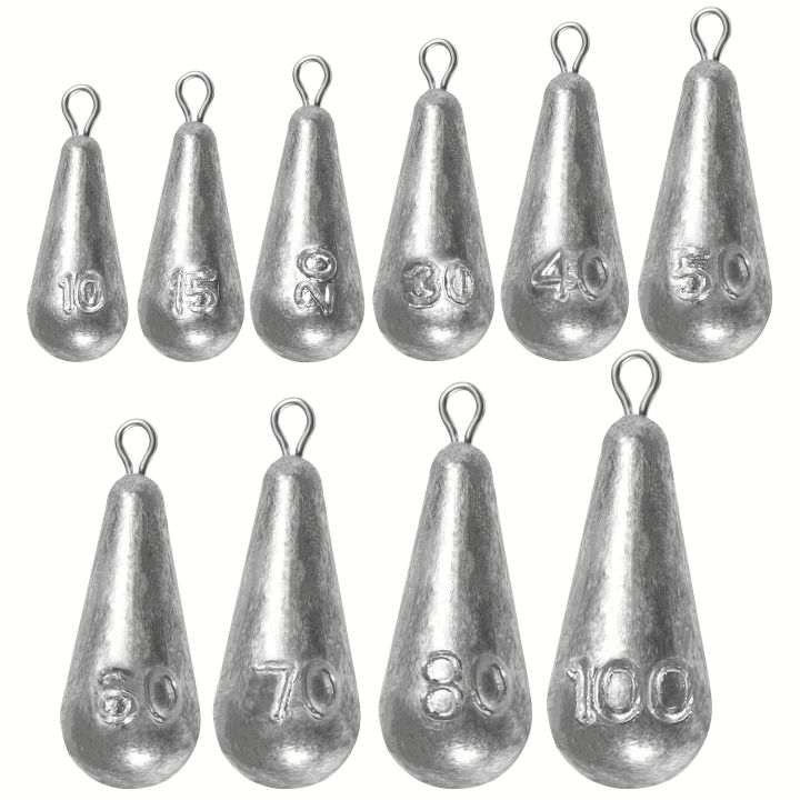 Fishing Weights Sinkers, 10 Sizes Teardrop-Shaped Fishing Lead Sinkers, Bass Casting Drop Shot Weights for Saltwater Freshwater