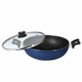 36CM Non Stick Wok KARAHI STIR PAN with A Glass LID and Double Handle. 