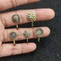 10Pcs Oxidised Antique Silver/Golden Nose ring Non piercing Pressing Nose Pin Stud for Women & Girls, Antique Nose Pin, Chutki Nose Pin for girls. 