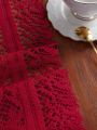 Red Lace Table Cloth Runner for Wedding Banquet Decorations, Christmas Party Table Decor, Red, 13 x 59 Inch.