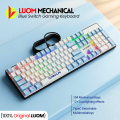 【Original HP Blue Switch Mechanical Gaming Keyboard】 Wired USB Keyboard with RGB & Blue LED Backlight ~ 104-Key Anti-Ghosting, 20 Lighting Modes for PC Gaming, Typing, PUBG, Laptop ~ By FunBug. 