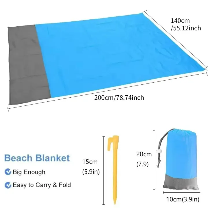 Beach%20Blanket%20Sandproof%20200%20X%20140cm%20Waterproof%20Beach%20Mat%20Lightweight%20Picnic%20Blanket%20for%20Travel%20Hiking%20Sports%20-%20Image%202