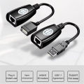 2Pcs USB to RJ45 LAN Cable Extension Adapter Extender Over Cat5 RJ45 Cat6 Patch Cord Black Networking Accessories.