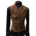 Mens Gothic Vest Costume Gothic Mens Polyester Breasted Breasted Waistcoat Double Vest Victorian Waistcoat Tool.