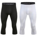 Men Compression Base Layer Running Tight Shorts Sport 3/4 Cropped Pant Leggings Gym Basketball Fitness Exercise Cycling Trousers. 