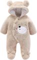 Polar Jumpsuit , Snuggly Bear Hug : Plush Hooded Romper For Babies. 