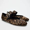 New Women Mouth Print Dress Ballerinas Flats Shoes Autumn Woman Leopard Retro Loafers Floral Leopard Mary Jane Shoes Female.