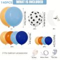 140PCS Dog Theme Party Set Birthday Party Decoration Blue Orange Skin Dog Paw Balloon Bone Aluminum Film Balloon Decoration. 