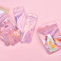 50pcs/Packs Resealable Holographic Bags Cute Eyelash Packaging Bags For Lip Gloss Lash Foil Small Ziplock Bags. 