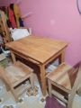 Optimize Your Work and Dining Area with the 'Study Table, Shop Table, Tea Stall, Laptop Table with Two Chairs Mahogany Wooden. 