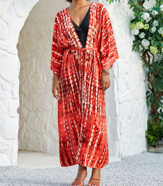 Long%20Kimono%20Swimsuit%20Cover%20up%20for%20Women%20Stylish%20Tie%20Dye%20Open%20Front%20Beach%20Outfits%20Bathing%20Suit%20-%20Image%204