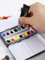 Bview Art Hot Selling Empty Watercolor Tins Palette Paint Case with 14pcs half pan. 