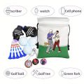 Funny Golf Valuables Pouch PU Leather Golf Pouch with Drawstring Closure Golf Ball Handbag Portable Ball Pouch Golf.