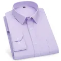 High Quality Mens Business Casual Long Sleeved Shirt Classic Striped Checked  Male Social Dress Shirts Purple Blue Cheap. 