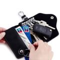 Portable Leather Housekeeper Holders Car Keychain Key Holder Bag Case Unisex Wallet Cover Simple Solid Color Storage Bag.