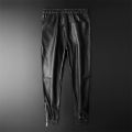 Men's Leather Pants Superior Quality Elastic Waist Jogger Pants PU Leather Motorcycle Trousers Biker's Pants. 