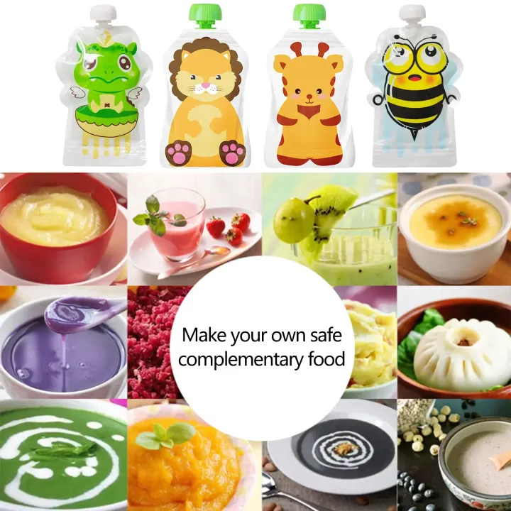 8pcs%20Reusable%20Food%20Storage%20Bag,Yogurt,%20Milk%20Food%20Pouches,%20Refillable%20Kids%20Toddlers%20Supplementary%20Food%20Squeeze%20Bottle%20Random%20-%20Image%204