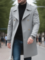 Men's Single-Breasted Wool Coat Thickened for Winter Trench Style Professional Look.