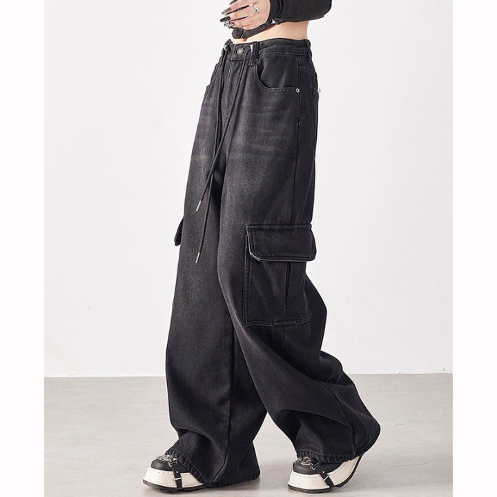 Girls%20Baggy%20Thin%20Wide%20Leg%20Cargo%20Jeans%20High%20Street%20Retro%20Female%20High%20Waist%20Pants%20Lady%20Casual%20Fashion%20Solid%20Denim%20Trousers%20-%20Image%204