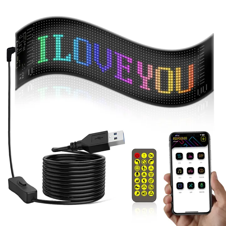 Flexible USB 5V LED Car Sign with Bluetooth App Control Scrolling ...