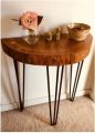 Half Moon Wooden Console Table with Hairpin Legs – Rustic Entryway Table, Modern Sofa Side Table, Handmade Live Edge Hallway Stand, Decorative Wooden Accent Furniture. 