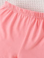 2pcs/Set Girls Creative 67 Print T-Shirt + Shorts, Spring/Summer New Outdoor Casual Wear. 